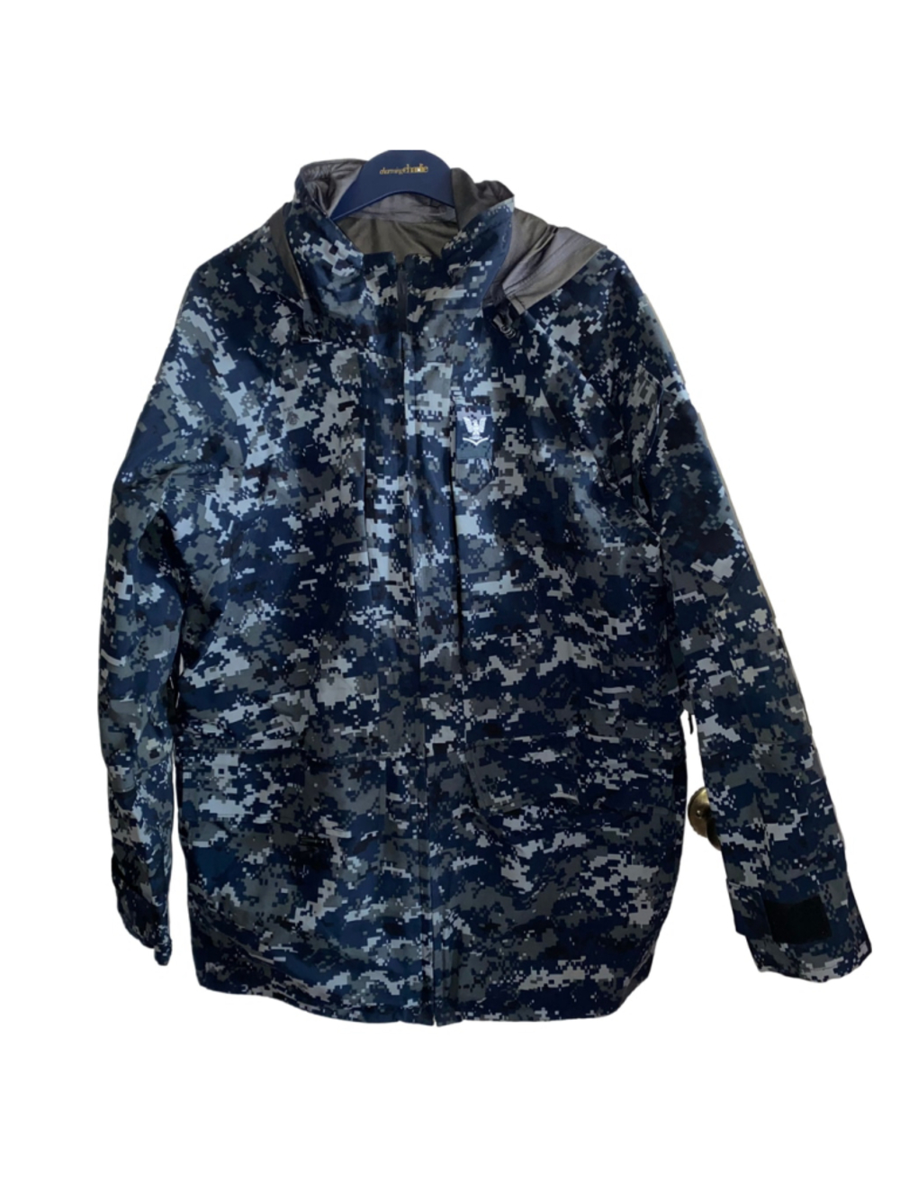 Men's US Navy Digital Camo Gore-Tex Waterproof Parka Jacket USN Medium Blue Grey